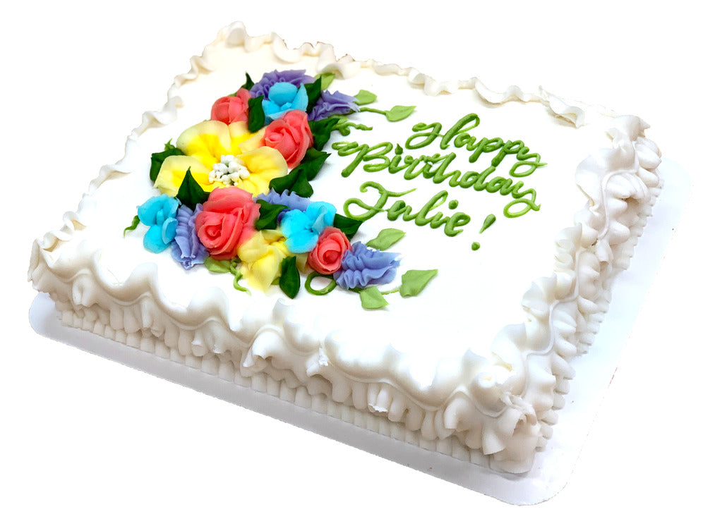 Flowers/candles/balloons Sheet Cake